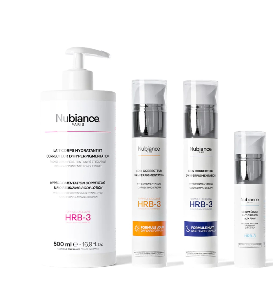 Gamme Anti-taches est parfaite pour toi ! Elle comprend les 4 produits Nubiance dotés de la technologie HRB-3